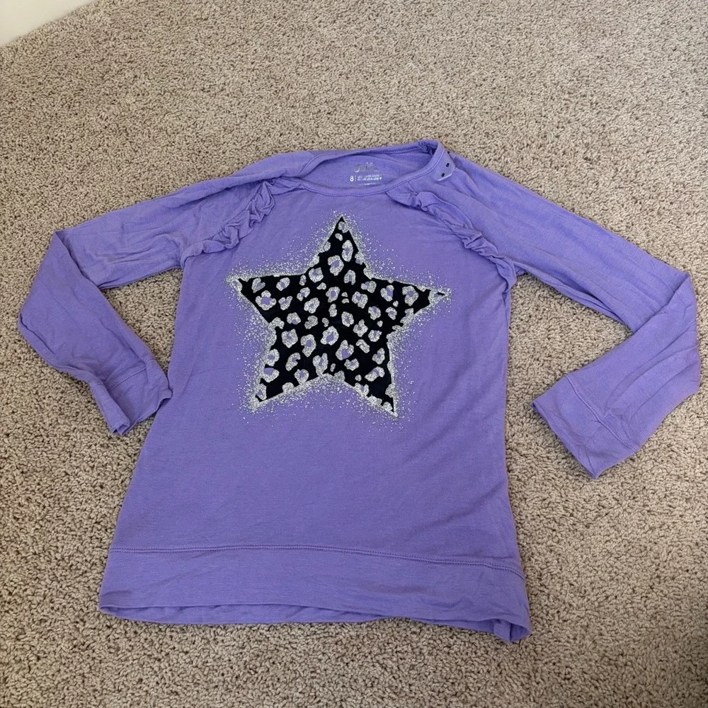 The Children's Place NWT Purple Sparkly Cheetah Star Long Sleeve Top Size 8